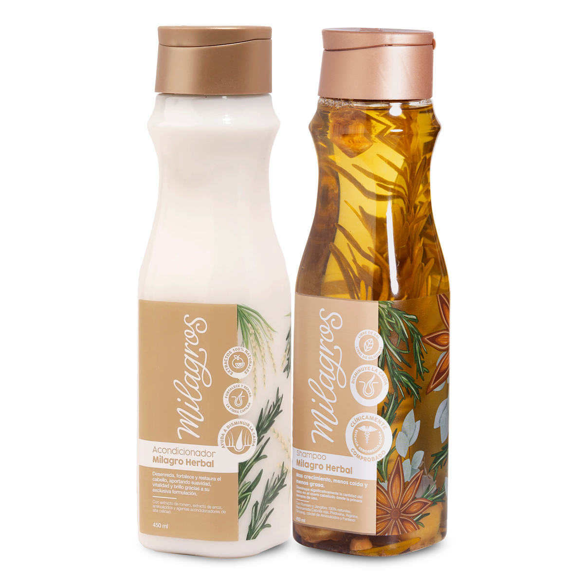 Milagros Shampoo Herbal y Acondicionador - Rosemary and Ginger