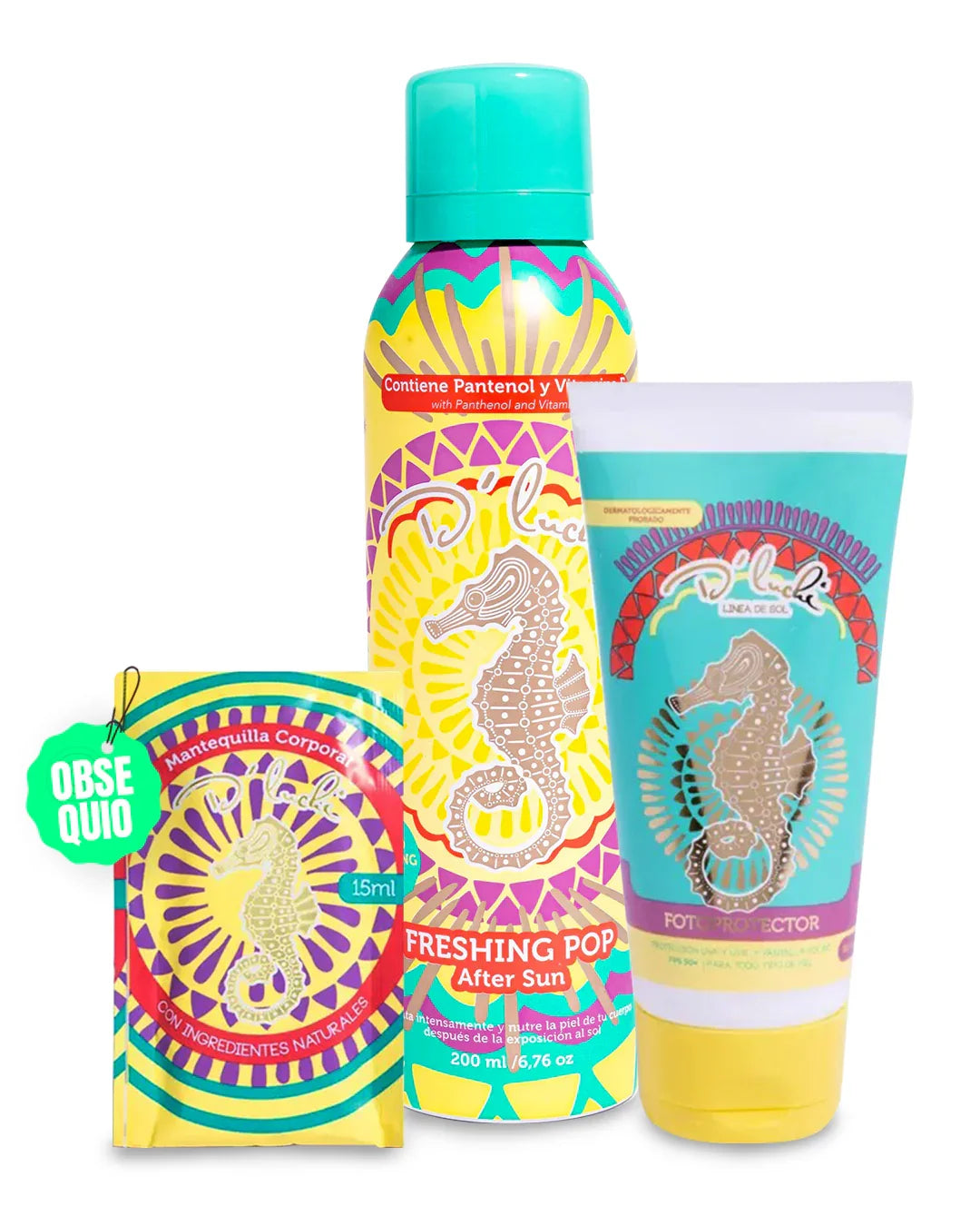 D'Luchi Kit Beach Essentials - Protector Solar SPF 50 + After Sun Refrescante + Mantequilla Corporal Hidratante – Protección, Hidratación y Cuidado Completo