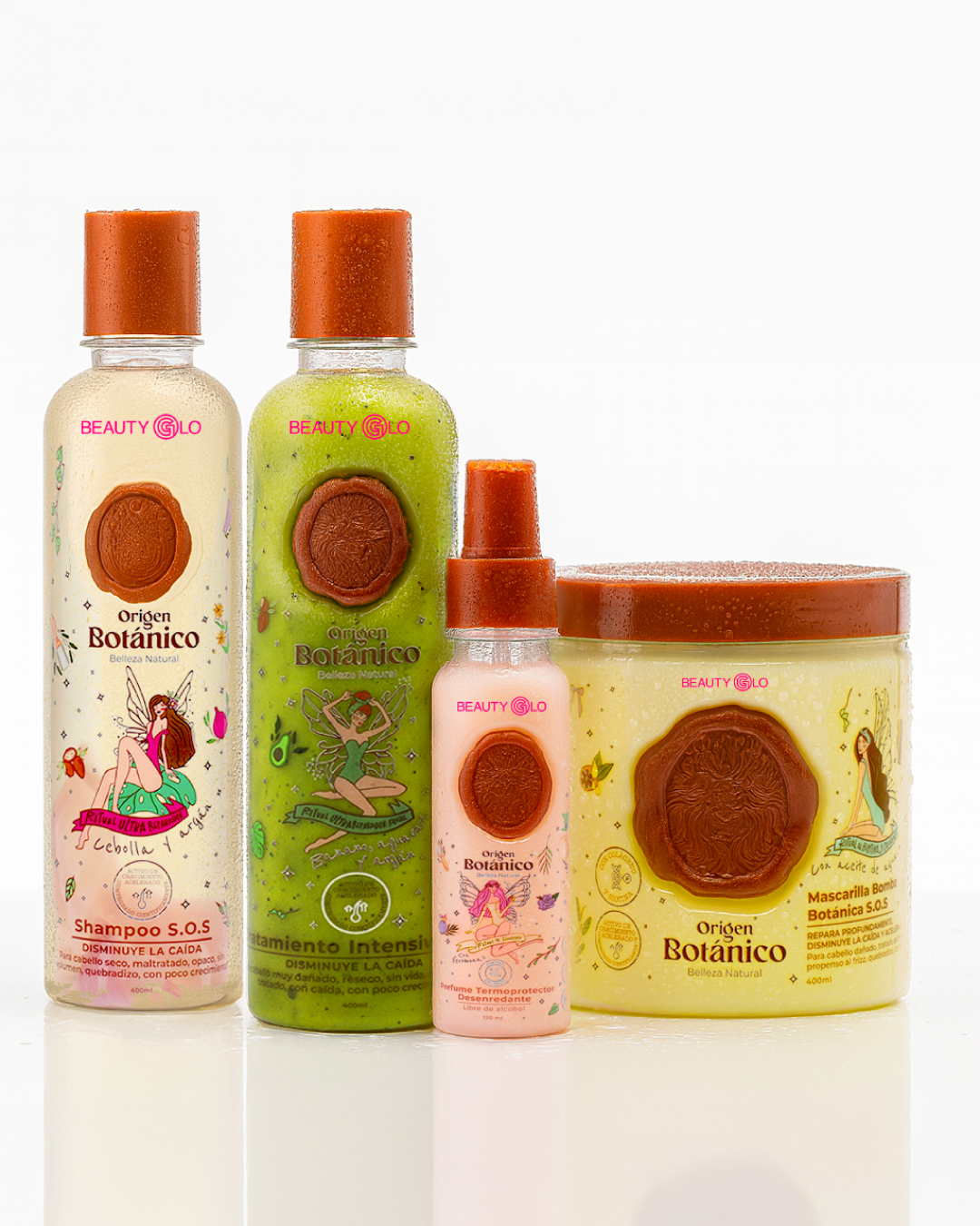 Laura – kit Mega S.O.S - Shampoo de Cebolla, Tratamiento Plex, Mascarilla y Perfume Rosado