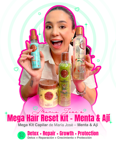 María José - Mega Kit Capilar with Chili Shampoo, Plex, Botanical Mask, and Blue Heat-Protective Perfume