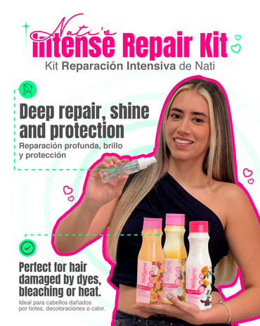 Natalia - Kit Reparación Intensiva - Shampoo Emergencia Capilar, Biorepolarizador, Tratamiento Emergencia y Serum Revitalizante – Reparación y Crecimiento Capilar