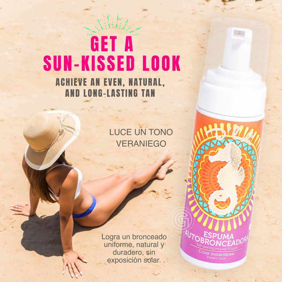 D'Luchi Kit Bronze Babe Espuma Autobronceadora + Crema Autobronceadora en Sachet + Cepillo Aplicador - Bronceado Natural