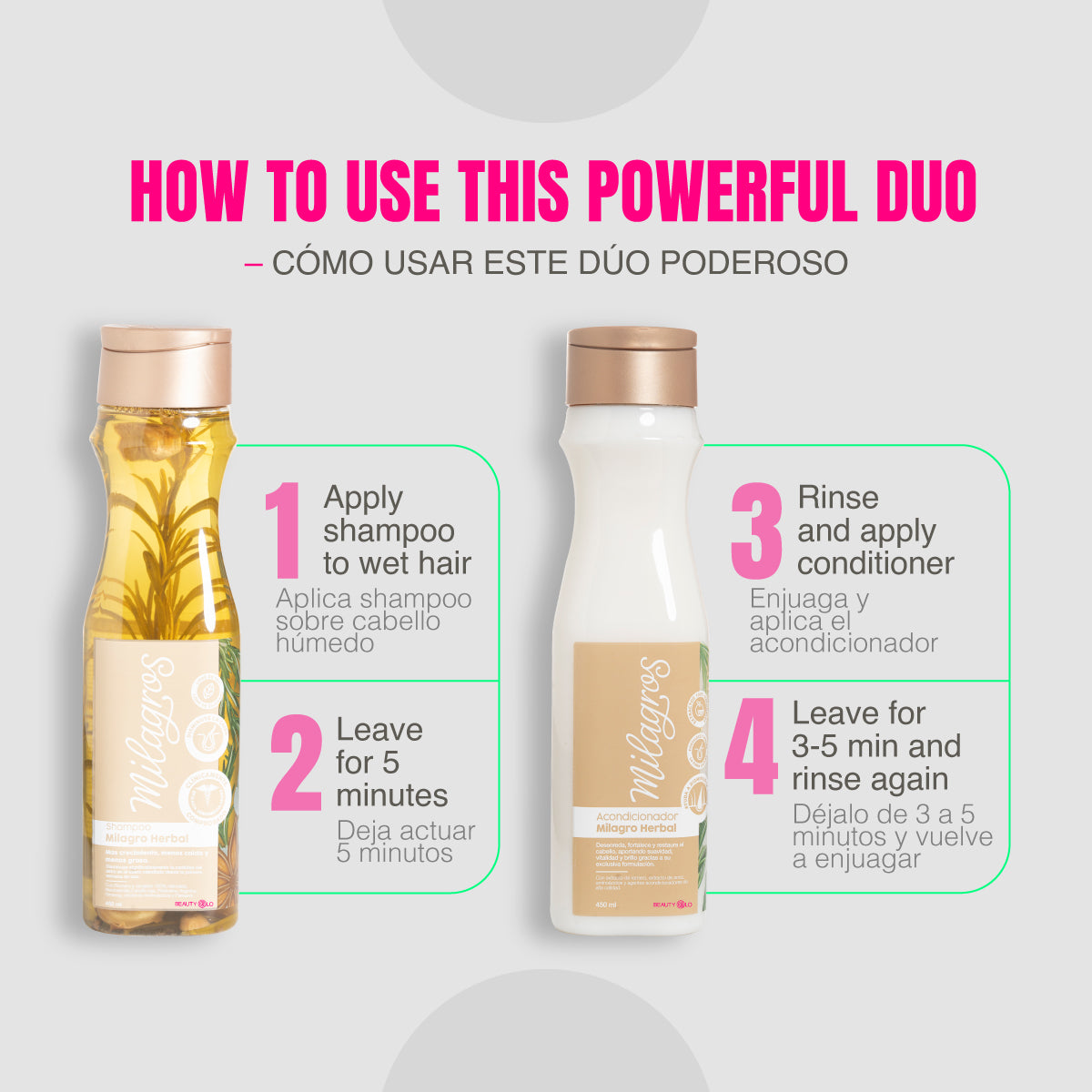 Milagros Shampoo Herbal y Acondicionador - Rosemary and Ginger