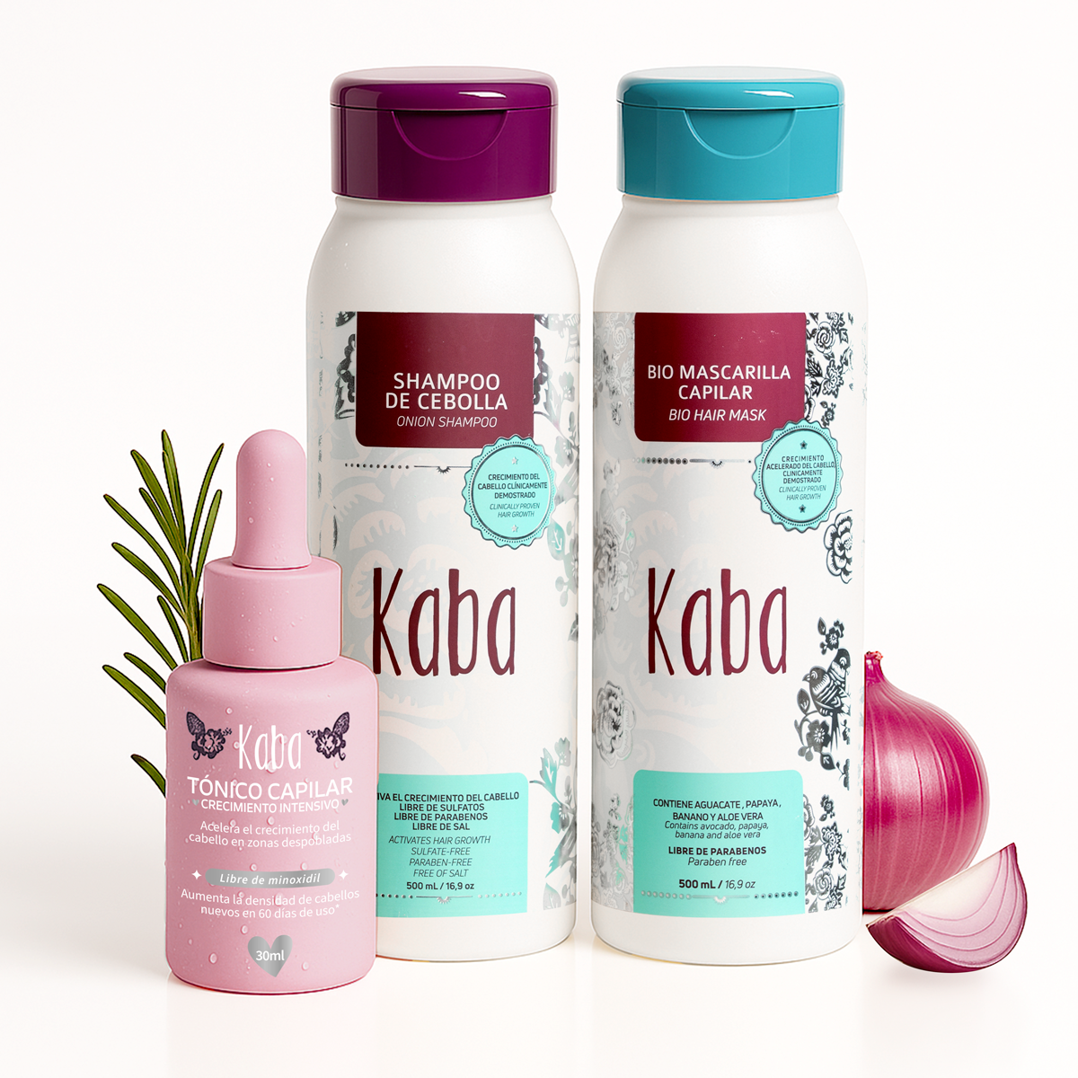 Kaba Repair and Growth Hair Kit – Shampoo Cebolla + Bio Hair Mask + Tonic