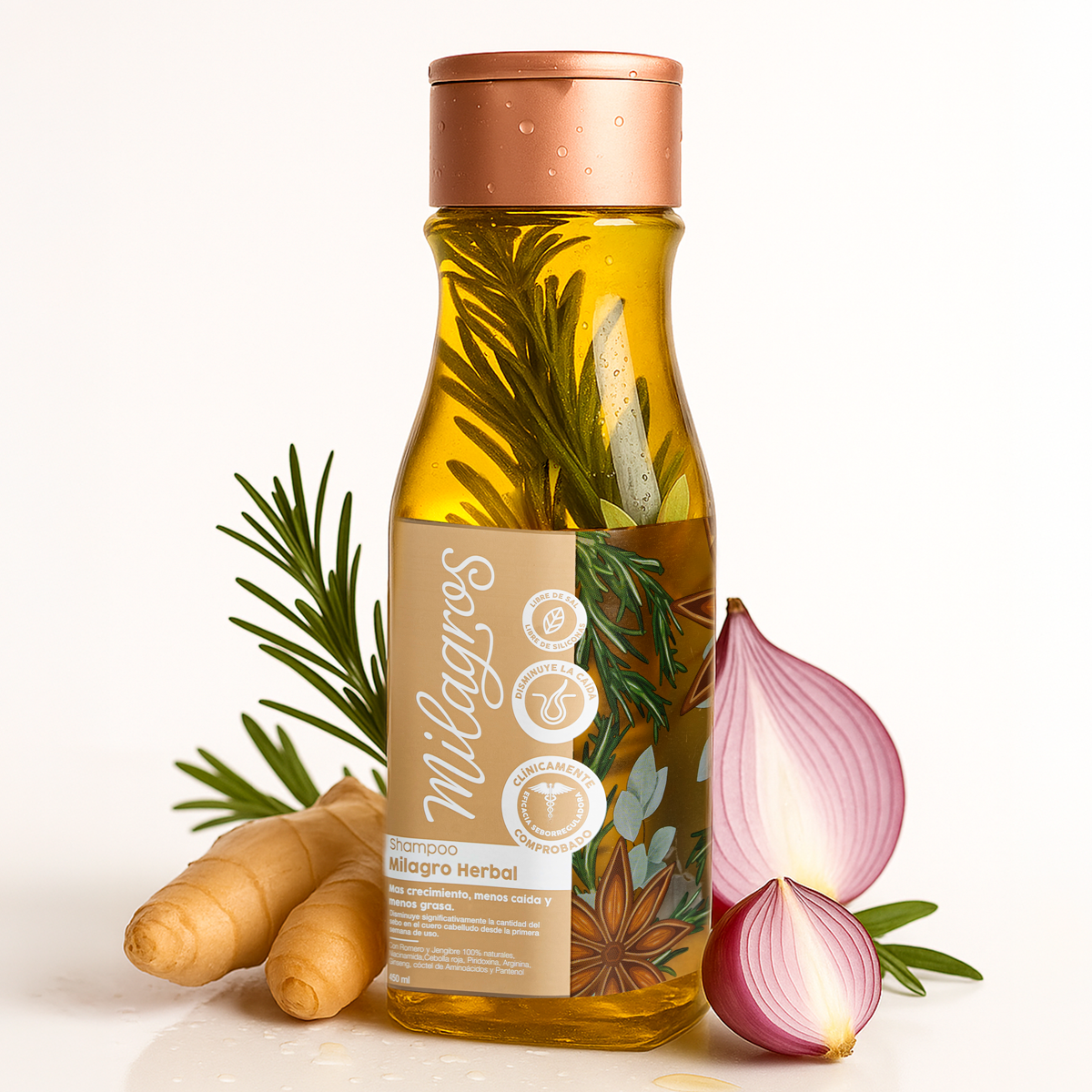 Milagros Shampoo Milagro Herbal – Crecimiento, Fortalecimiento y Menos Grasa 450ml.