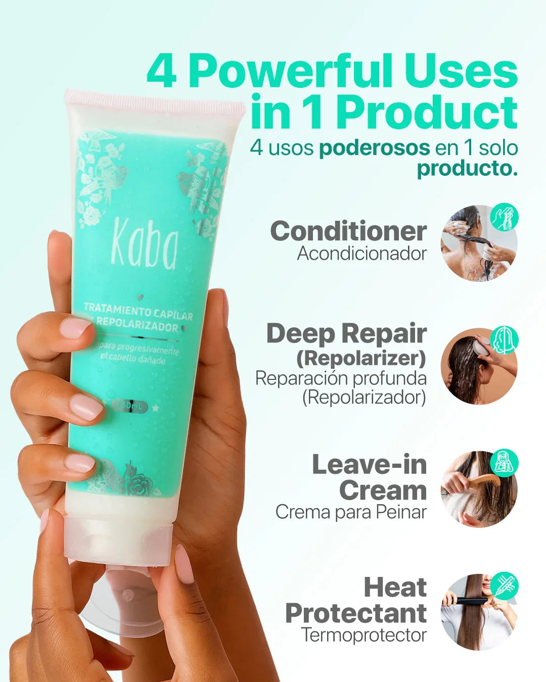 Kaba Tratamiento Capilar Repolarizador 230 ml - Reparación, Protección y Suavidad en un Solo Producto