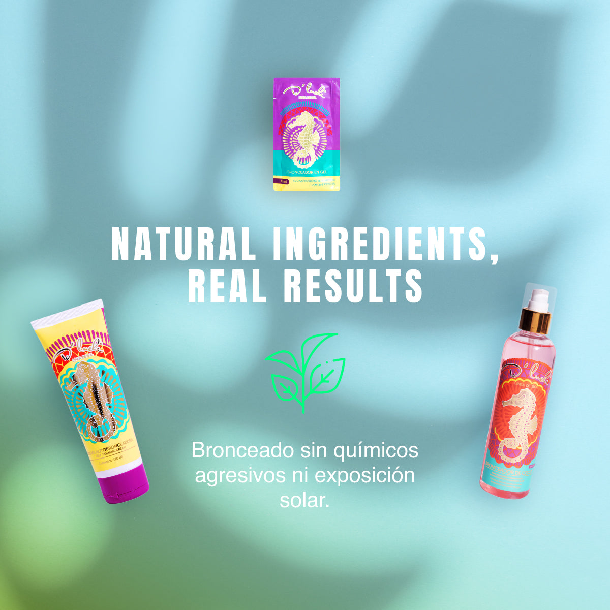 D'Luchi Kit Summer Glow - Crema Autobronceadora + Gel Bronceador en Sachet y Bronceador de Coco - Hidratación y Efecto Natural
