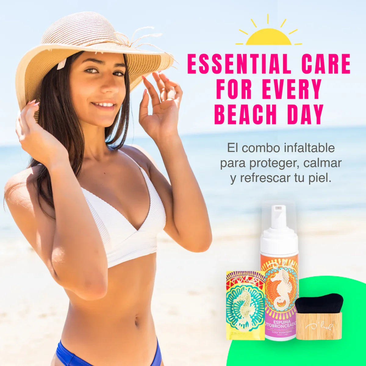 D'Luchi Kit Bronze Babe Espuma Autobronceadora + Crema Autobronceadora en Sachet + Cepillo Aplicador - Bronceado Natural