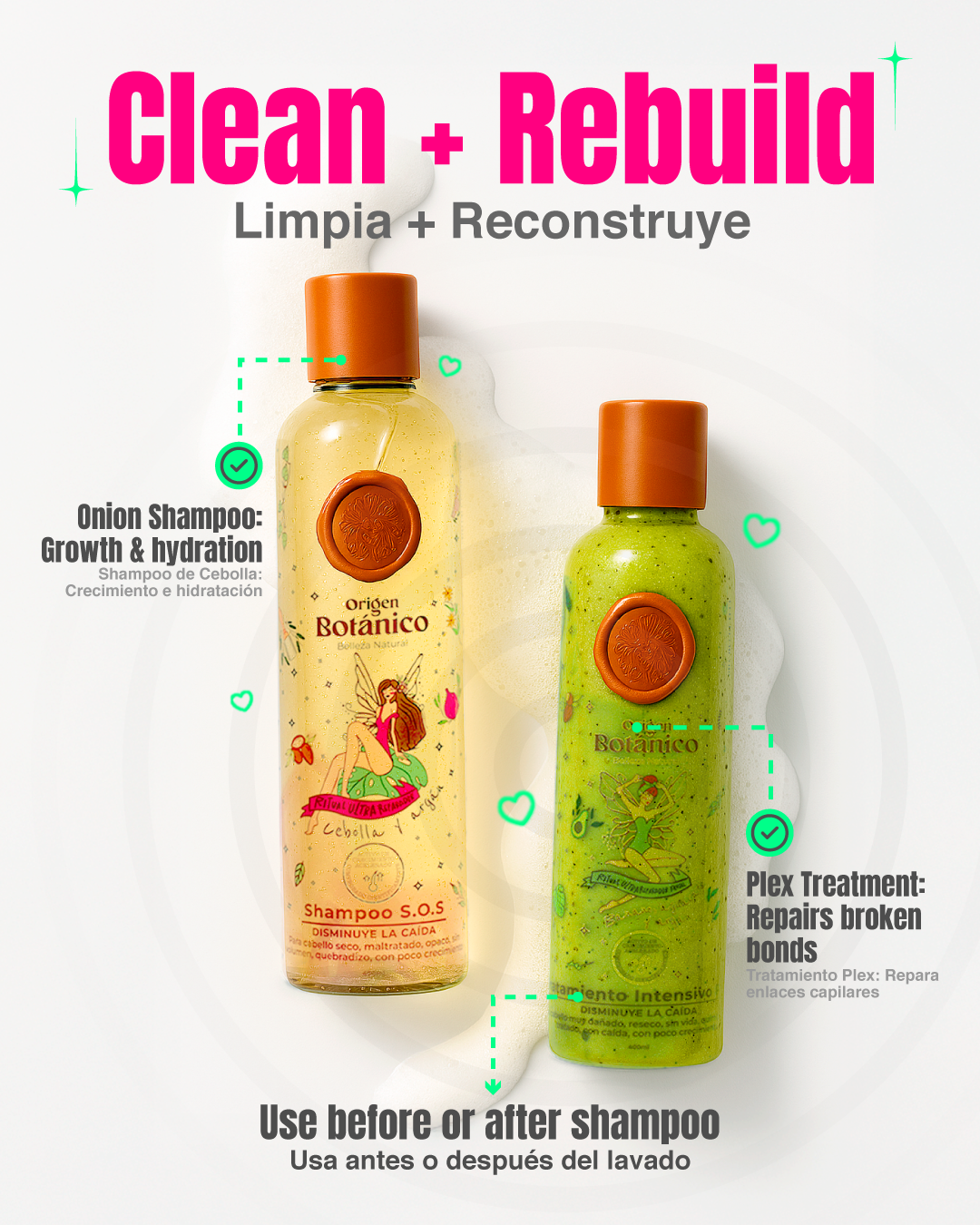Laura – kit Mega S.O.S - Shampoo de Cebolla, Tratamiento Plex, Mascarilla y Perfume Rosado