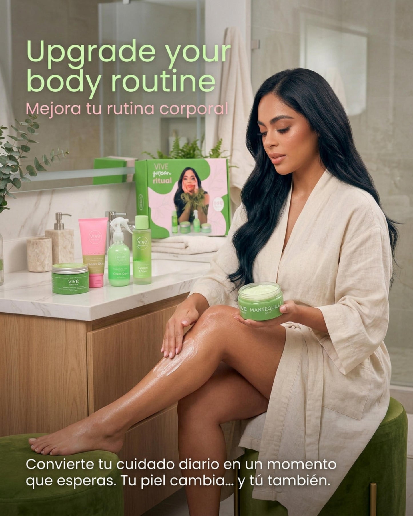 Vive Beauty Green Glow & Pear Body Care Collection – Body Lotion, Sugar Scrub, Body Butter, Shimmer Spray & Body Splash Set