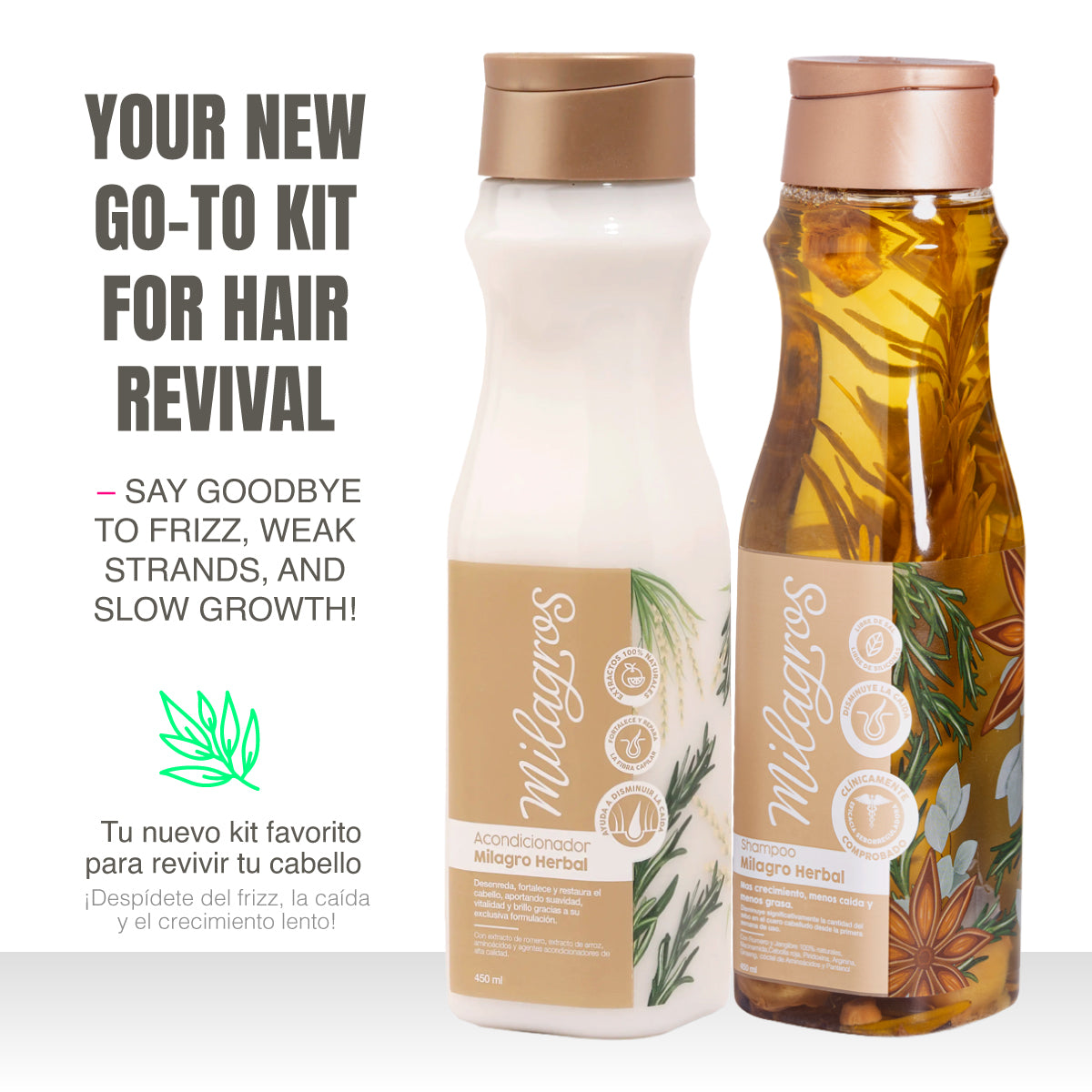 Milagros Shampoo Herbal y Acondicionador - Rosemary and Ginger