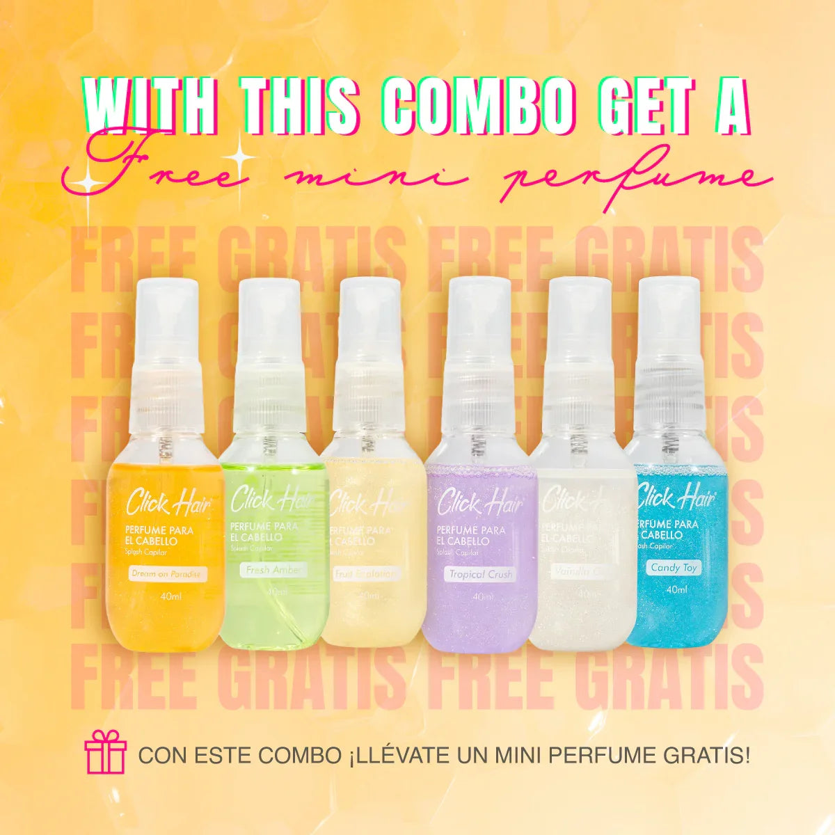 Click Hair Kit Miel de Vida: Shampoo de Miel de Abeja + Mascarilla + Miel Capilar + Mini Perfume de Regalo