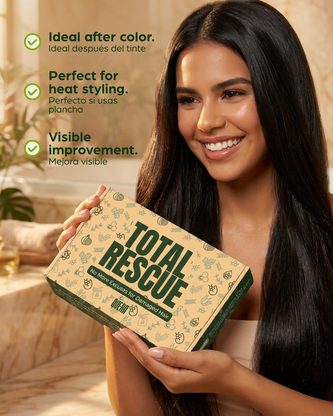 Total Rescue Hair Repair Ampoule Kit for Damaged Hair – Collagen, Protein Complex & Vitamin E Treatment (6 Ampoules)