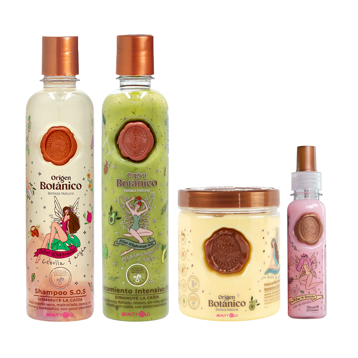 Laura – kit Mega S.O.S - Shampoo de Cebolla, Tratamiento Plex, Mascarilla y Perfume Rosado