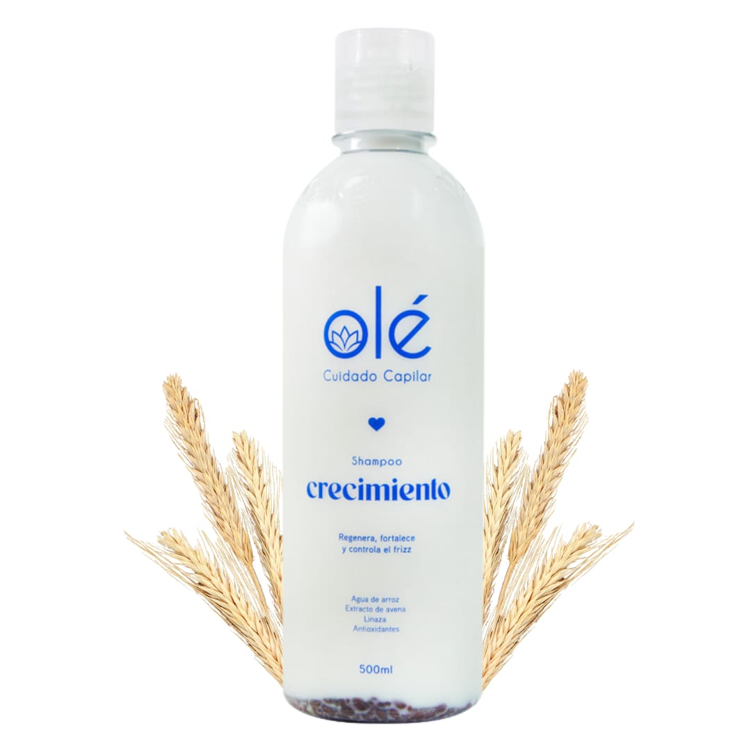 Shampoo crecimiento y fortalecimiento capilar con agua de arroz y linaza.