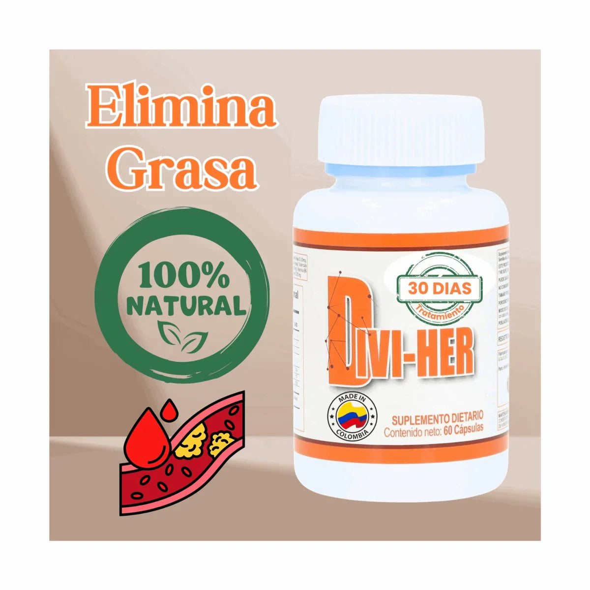 Divi - Her Producto  Natural - 60 Cápsulas para Mejorar el Metabolismo y la Digestión - Beauty Glo Life huni