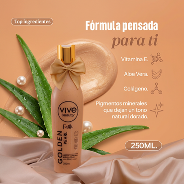 Vive Beauty Golden Pearl Faith Body Cream 250ml — Deep Moisture, Golden Sun-Kissed Shimmer & Luminous Glow