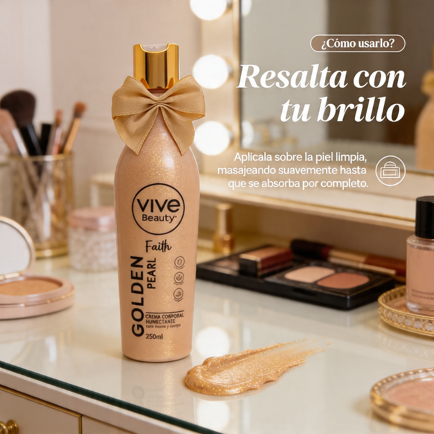 Vive Beauty Golden Pearl Faith Body Cream 250ml — Deep Moisture, Golden Sun-Kissed Shimmer & Luminous Glow