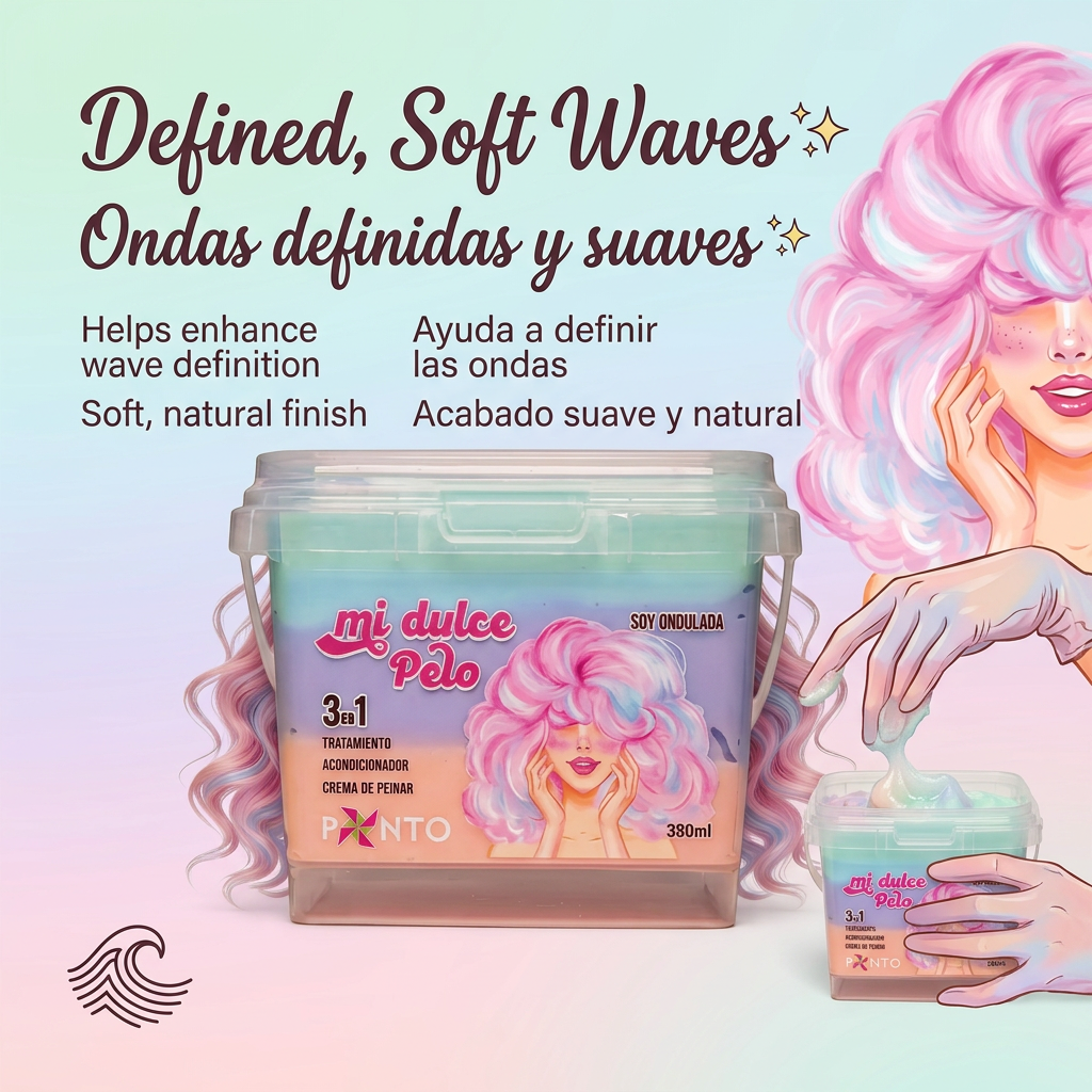 Ponto Mi Dulce Pelo – Soy Ondulada 3-in-1 Treatment – Wave Defining Mask, Conditioner & Leave-In for Frizz Control & Soft Waves