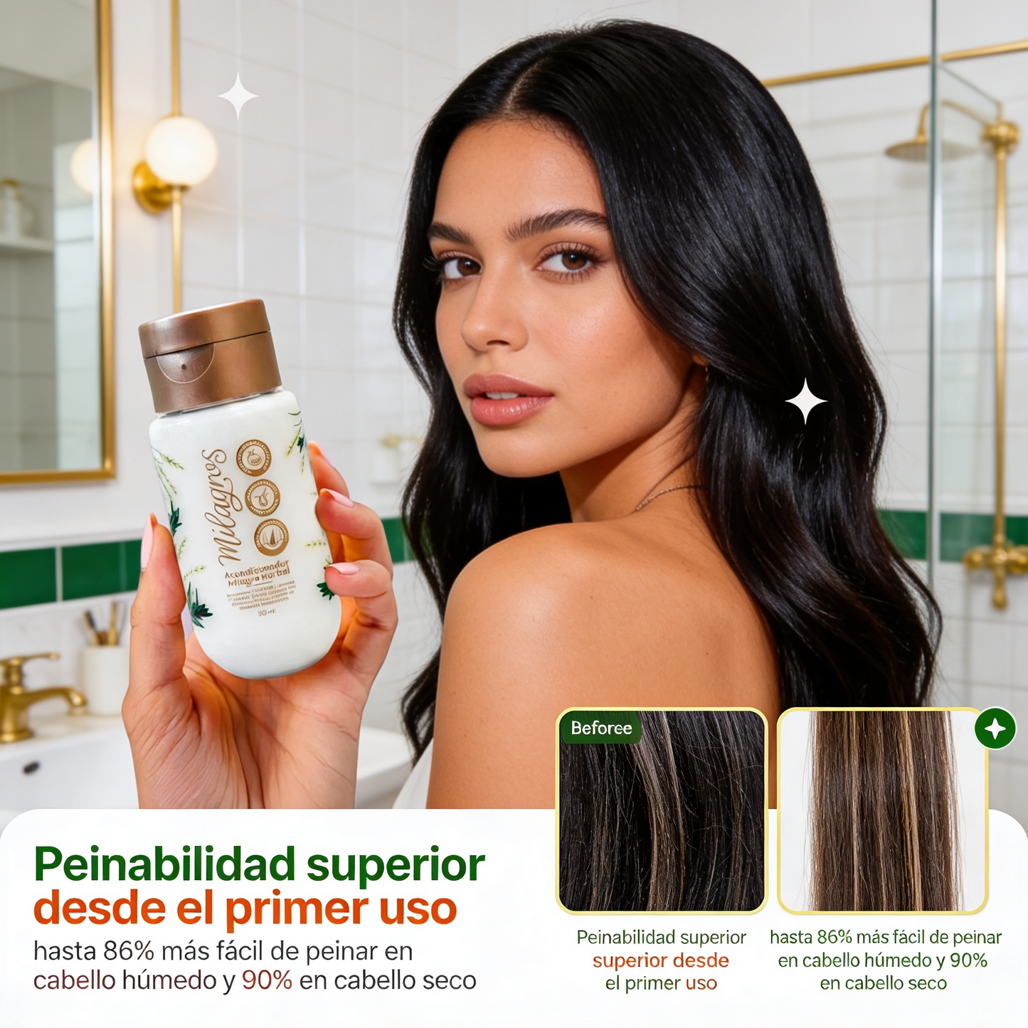 Milagros Mini Herbal Conditioner Detangling Conditioner with Romero, Rice & Amino Acids | Deep Hydration & Frizz Control