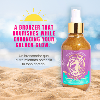 D'Luchi Kit Sun & Shine con Aceite de Almendras, Sachet Bronceador en Gel y Bronceador Chocolate y Miel – Hidratación y Bronceado Natural