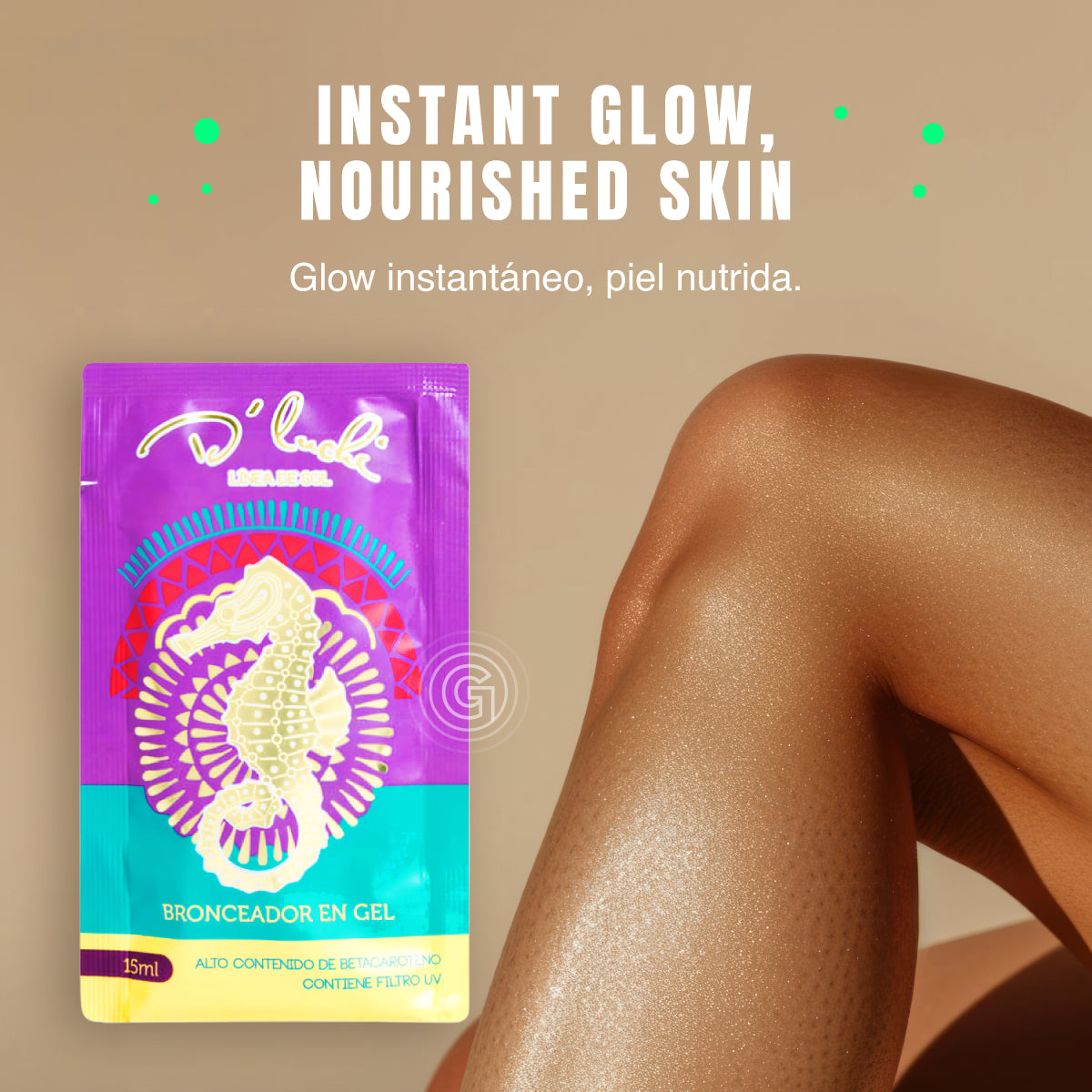 D'Luchi Kit Summer Glow - Crema Autobronceadora + Gel Bronceador en Sachet y Bronceador de Coco - Hidratación y Efecto Natural
