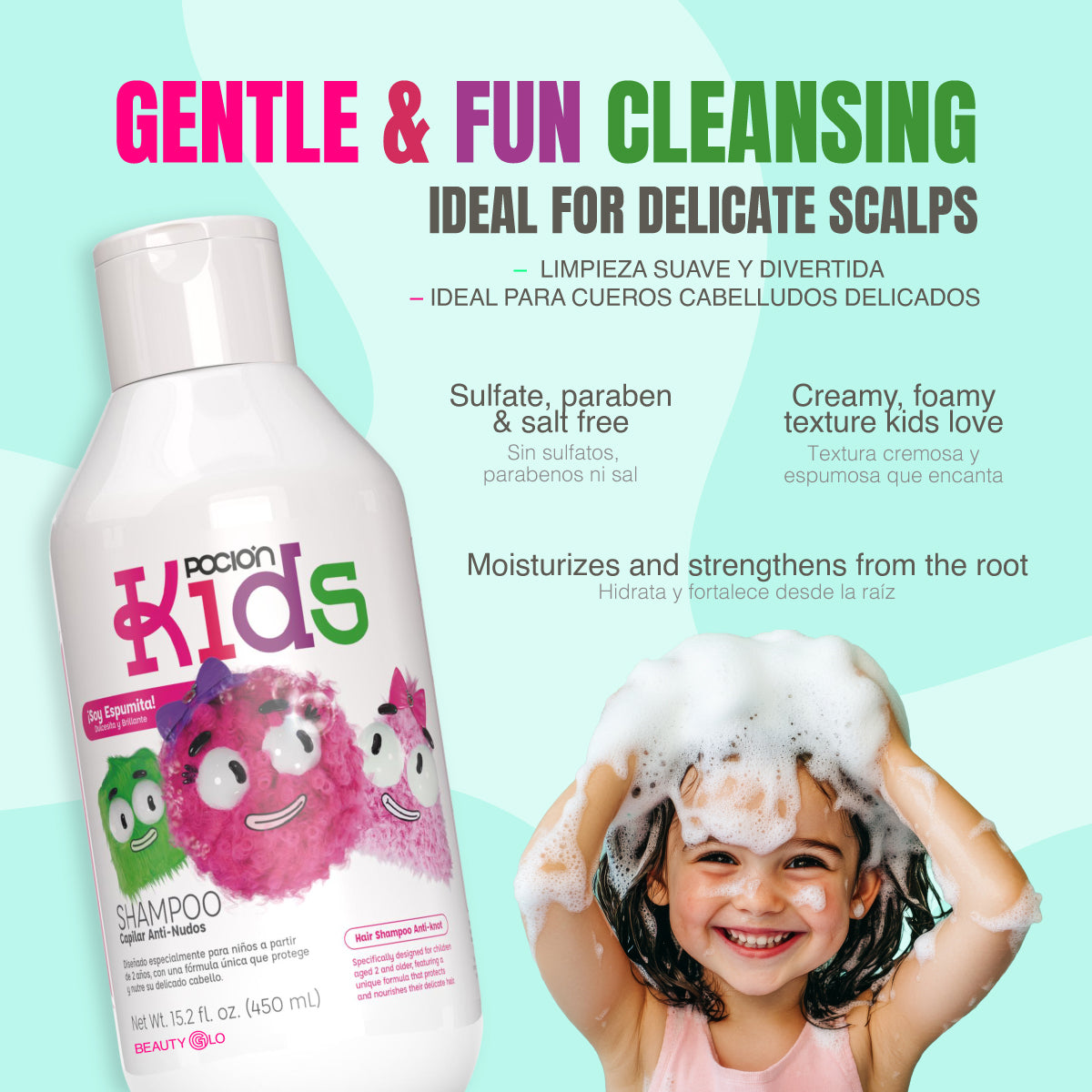 La Poción Kit Sin Enredos - Shampoo y Acondicionador para Niños + Spray Anti-Nudos – Hidratación, suavidad y desenredo sin jalones