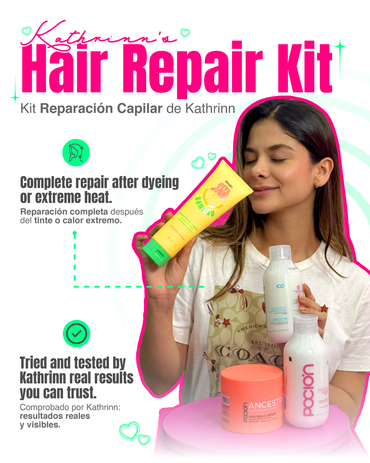 Katherine - Kit de Reparación Capilar Shampoo, Acondicionador, Mascarilla y Tratamiento – Hidratación y brillo para todo tipo de cabello.