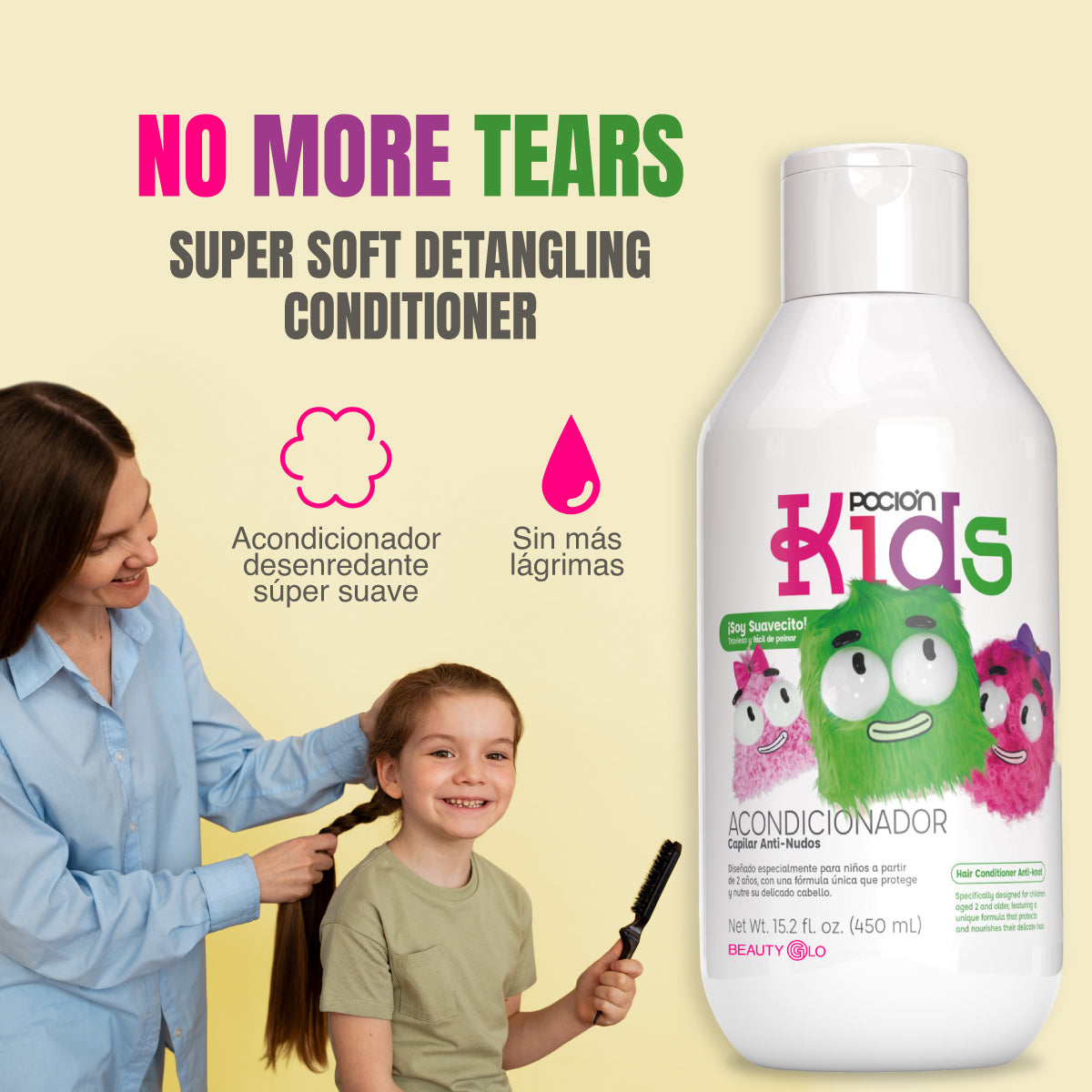 La Poción Kit Sin Enredos - Shampoo y Acondicionador para Niños + Spray Anti-Nudos – Hidratación, suavidad y desenredo sin jalones