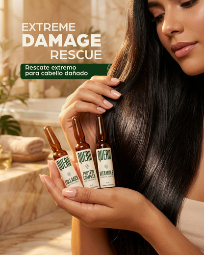 Total Rescue Hair Repair Ampoule Kit for Damaged Hair – Collagen, Protein Complex & Vitamin E Treatment (6 Ampoules)