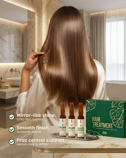Shine & Protection Hair Ampoule Kit – Flaxseed, Collagen & Red Onion Nourishing Treatment for Smooth & Glossy Hair (6 Ampoules)