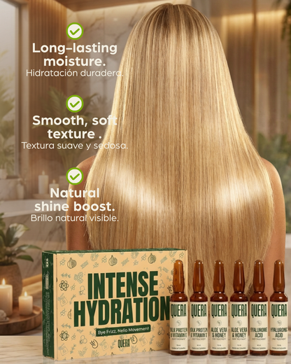 Intense Hydration & Bye Frizz Hair Ampoule Kit – Hyaluronic Acid, Silk Protein &  Vitamin E, Aloe Vera & Honey Treatment Set (6 Ampoules)