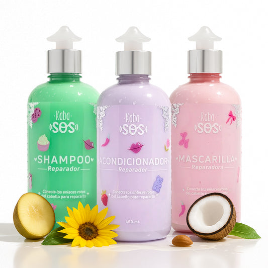 Kit Reparador - Shampoo reparador - Acondicionador reparador - Mascarilla Reparadora para Cabello Seco y Dañado