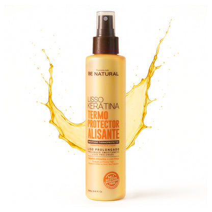 Be Natural Liso Keratina Termoprotector Alisante Renueva tu Cabello Naturalmente | Lisso Keratina 250 ML