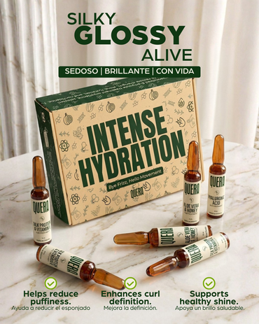 Intense Hydration & Bye Frizz Hair Ampoule Kit – Hyaluronic Acid, Silk Protein &  Vitamin E, Aloe Vera & Honey Treatment Set (6 Ampoules)