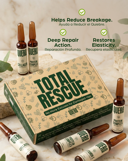 Total Rescue Hair Repair Ampoule Kit for Damaged Hair – Collagen, Protein Complex & Vitamin E Treatment (6 Ampoules)