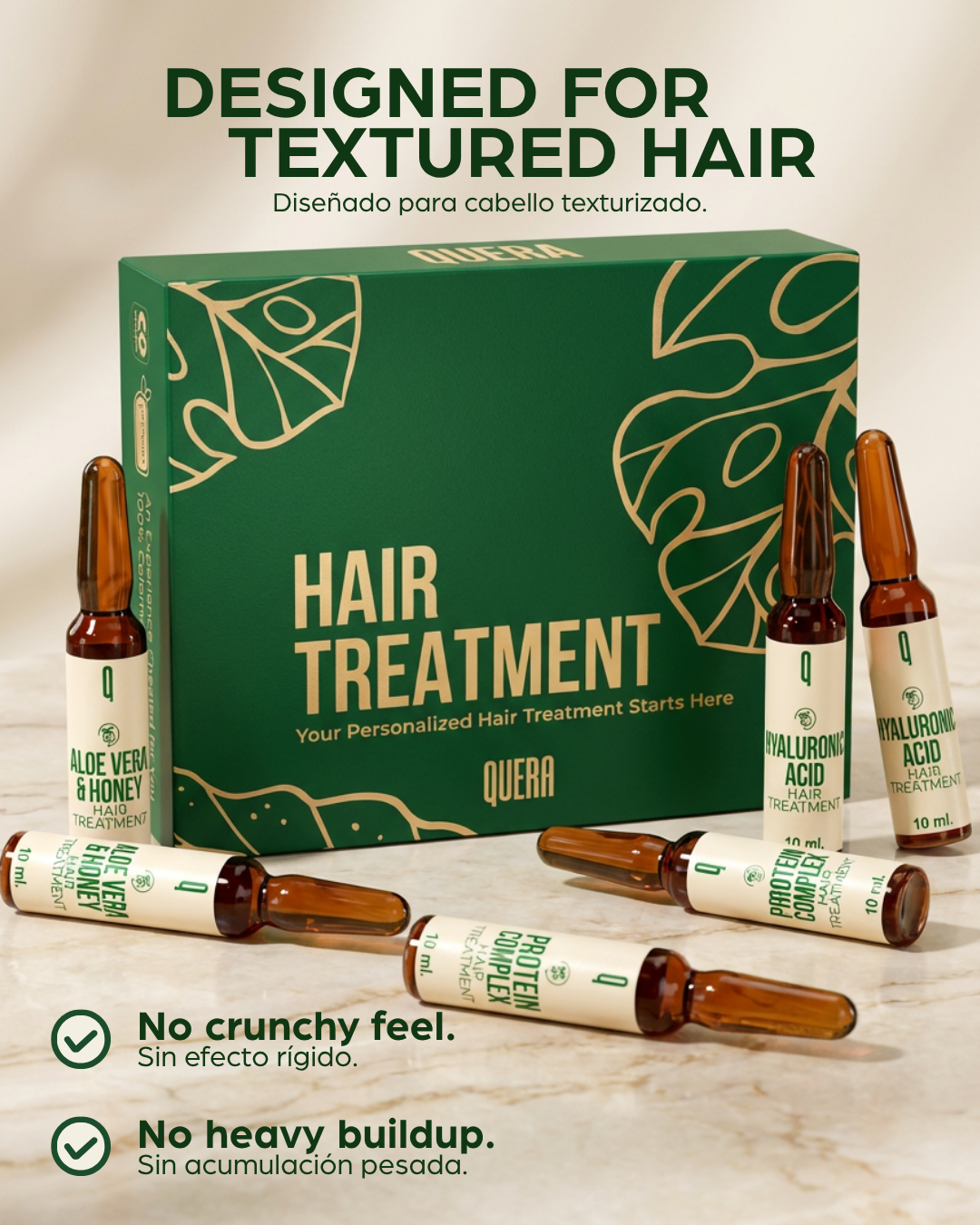 Defined Curls Hair Ampoule Kit – Aloe Vera Honey, Hyaluronic Acid & Silk Protein Vitamin E Treatment for Curly & Wavy Hair (6 Ampoules)