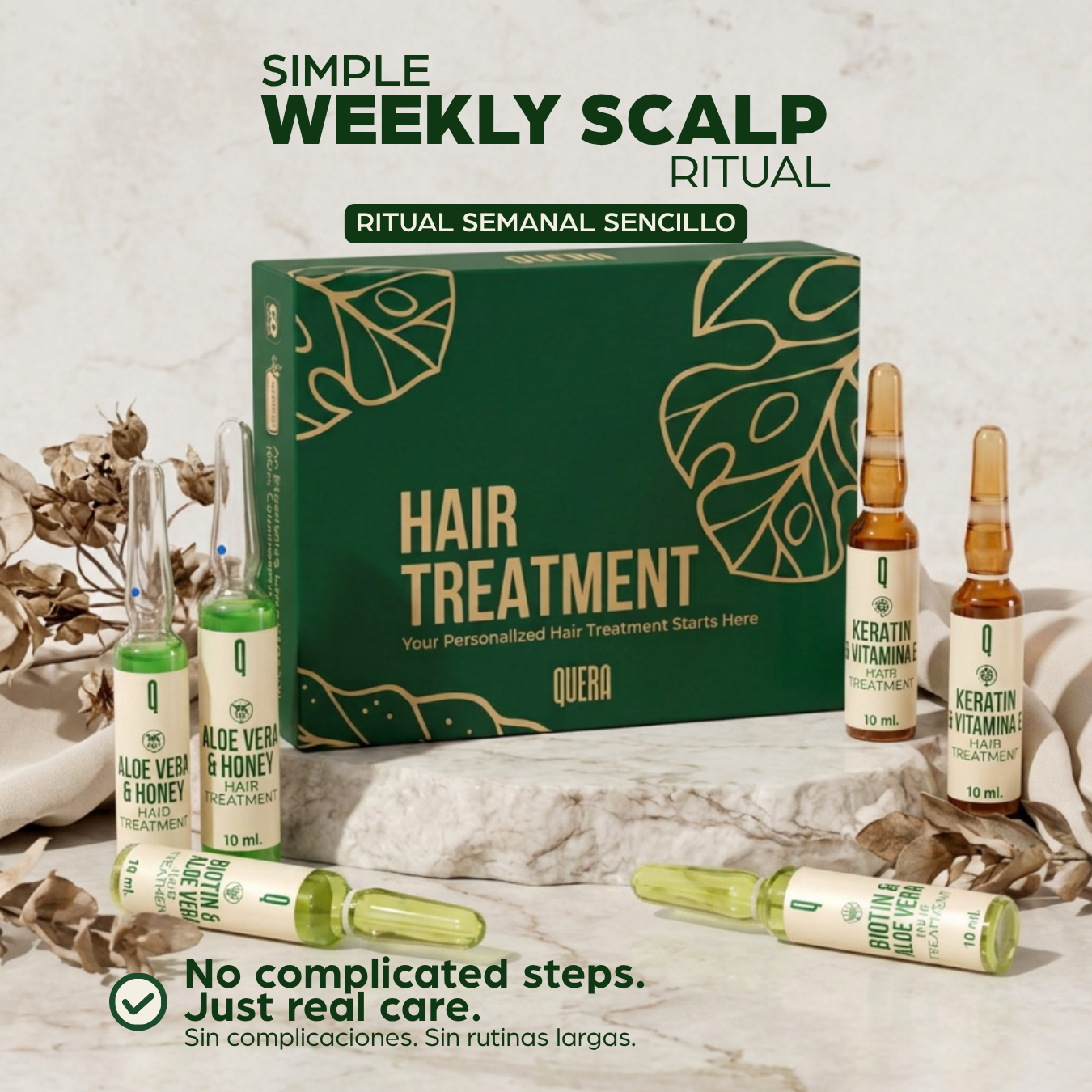 Happy Scalp Hair Care Kit – Keratin & Vitamin E + Aloe Vera & Honey + Biotin & Aloe (6 Hair Ampoules Set)