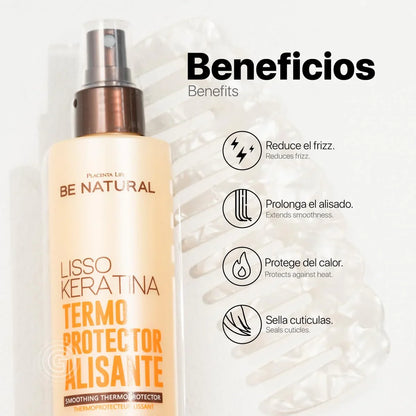 Be Natural Liso Keratina Termoprotector Alisante Renueva tu Cabello Naturalmente | Lisso Keratina 250 ML