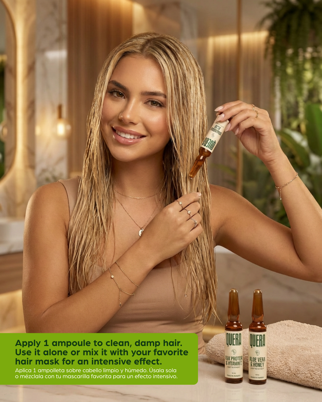 Intense Hydration & Bye Frizz Hair Ampoule Kit – Hyaluronic Acid, Silk Protein &  Vitamin E, Aloe Vera & Honey Treatment Set (6 Ampoules)
