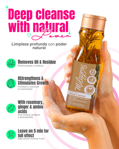Diana - Kit Control Grasa y Crecimiento - Shampoo Herbal, Acondicionador Herbal y Gotas Mágicas