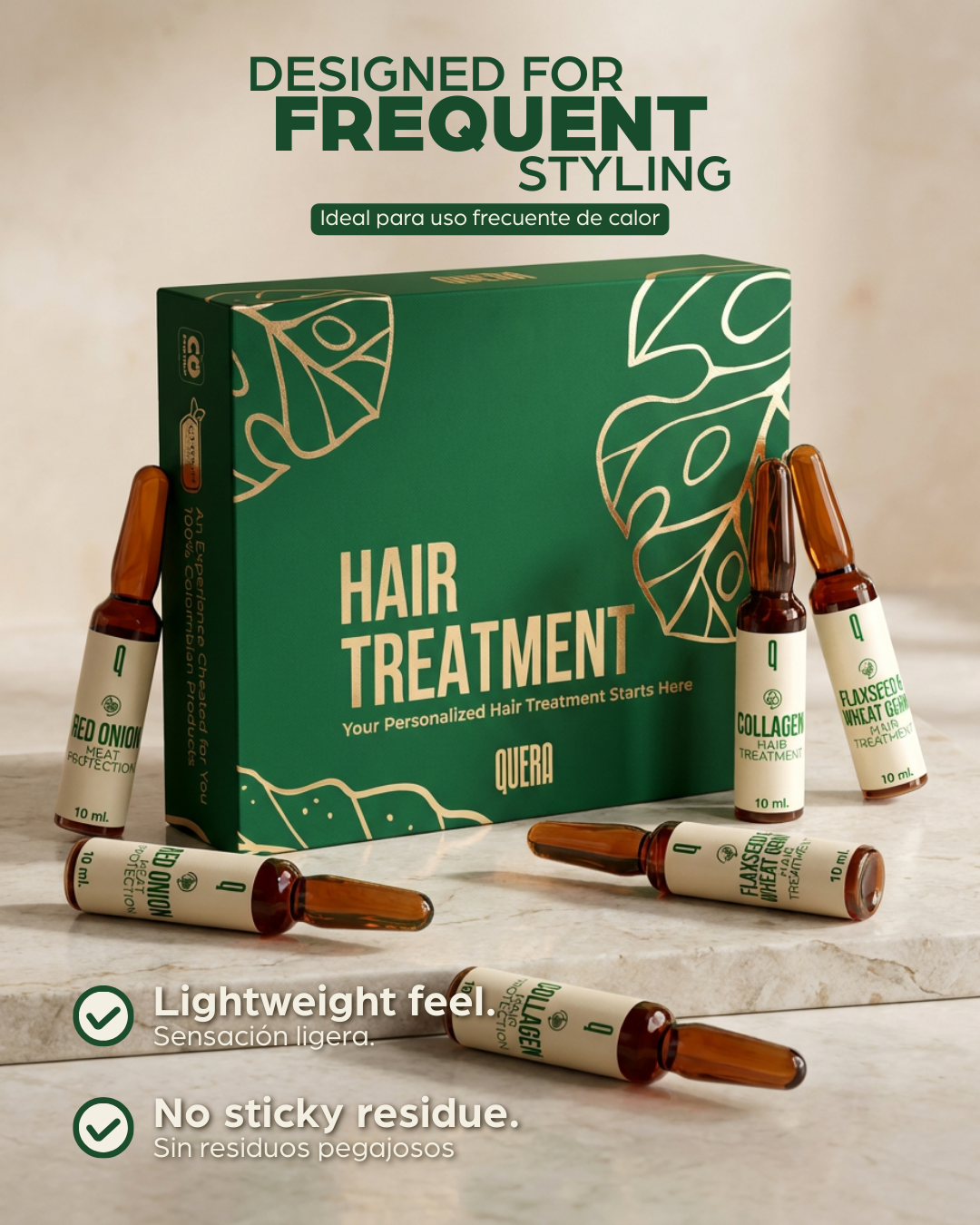 Shine & Protection Hair Ampoule Kit – Flaxseed, Collagen & Red Onion Nourishing Treatment for Smooth & Glossy Hair (6 Ampoules)
