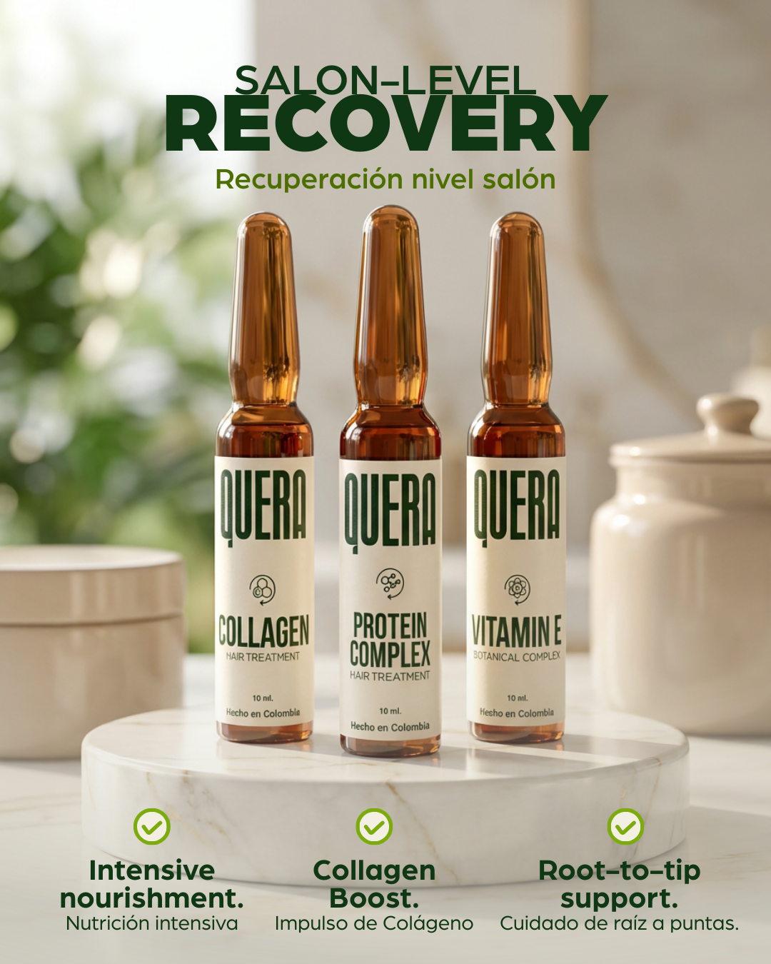Total Rescue Hair Repair Ampoule Kit for Damaged Hair – Collagen, Protein Complex & Vitamin E Treatment (6 Ampoules)