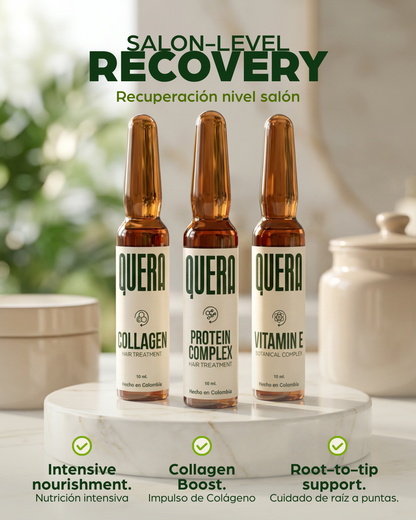 Total Rescue Hair Repair Ampoule Kit for Damaged Hair – Collagen, Protein Complex & Vitamin E Treatment (6 Ampoules)