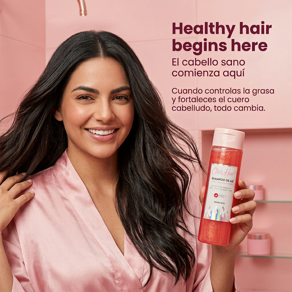 Click Hair Shampoo – Oil Control & Hair Growth Support – Deep Scalp Cleanser with Lemon, Mint & Biotin – 300ml