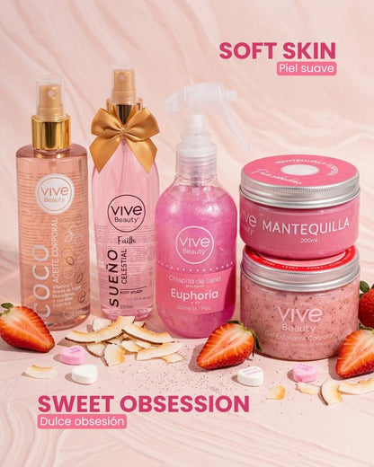 Vive Beauty Lilac Seduction Body Kit – Pure Seduction Body Butter, Strawberry Scrub, Coconut Oil, Euphoria Shimmer & Celestial Dream Mist