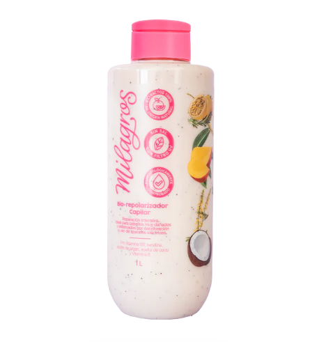 Milagros Bio Repolarizing Hair Treatment 1L – Deep Repair Mask with Keratin & Argan Oil – UV Protection for Chemically Treated, Colored & Damaged Hair