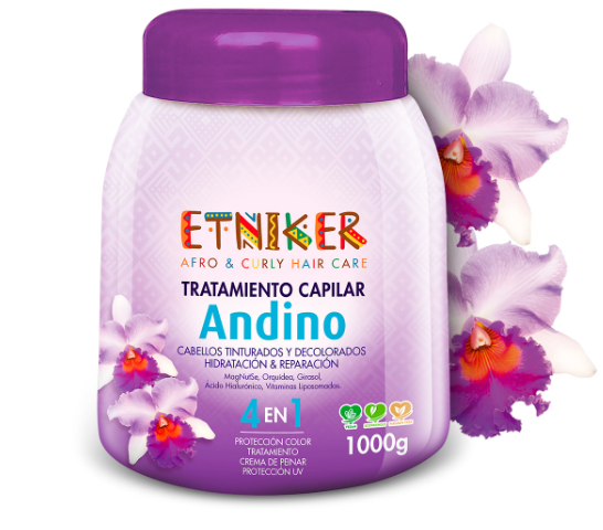 ETNIKER ANDINO Hydrating Leave-In Curl Mask – UV Color Protection, Frizz Control & Deep Moisture for Curly & Coily Hair (2A–4C) 34oz