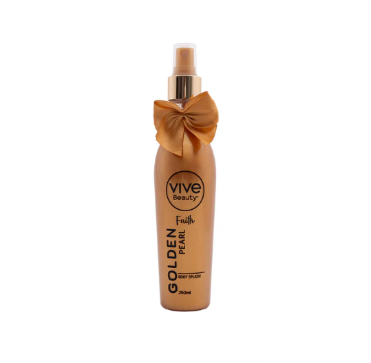 Vive Beauty Golden Pearl Faith Body Splash 250ml — Glitter Mist, Golden Shimmer & Long Lasting Fragrance