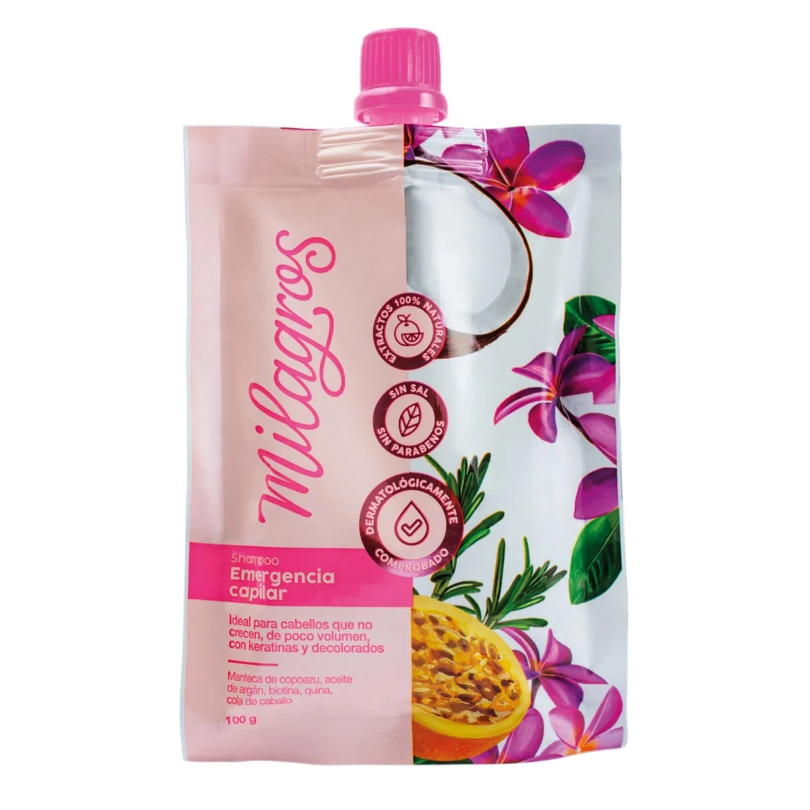 Aplicación de tratamiento para el cabello seco y maltratado Doypack